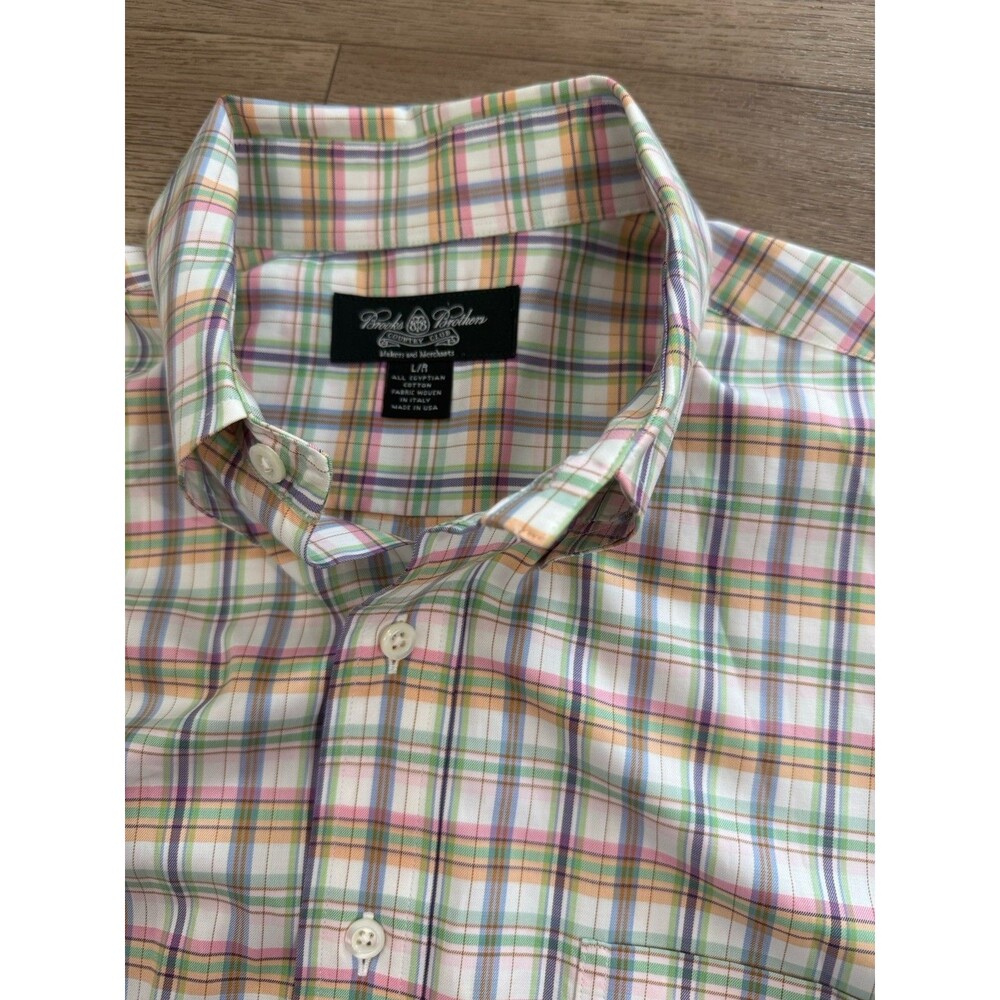 Rare Brooks Brothers Men’s Large USA Italy Country Club Striped Shirt